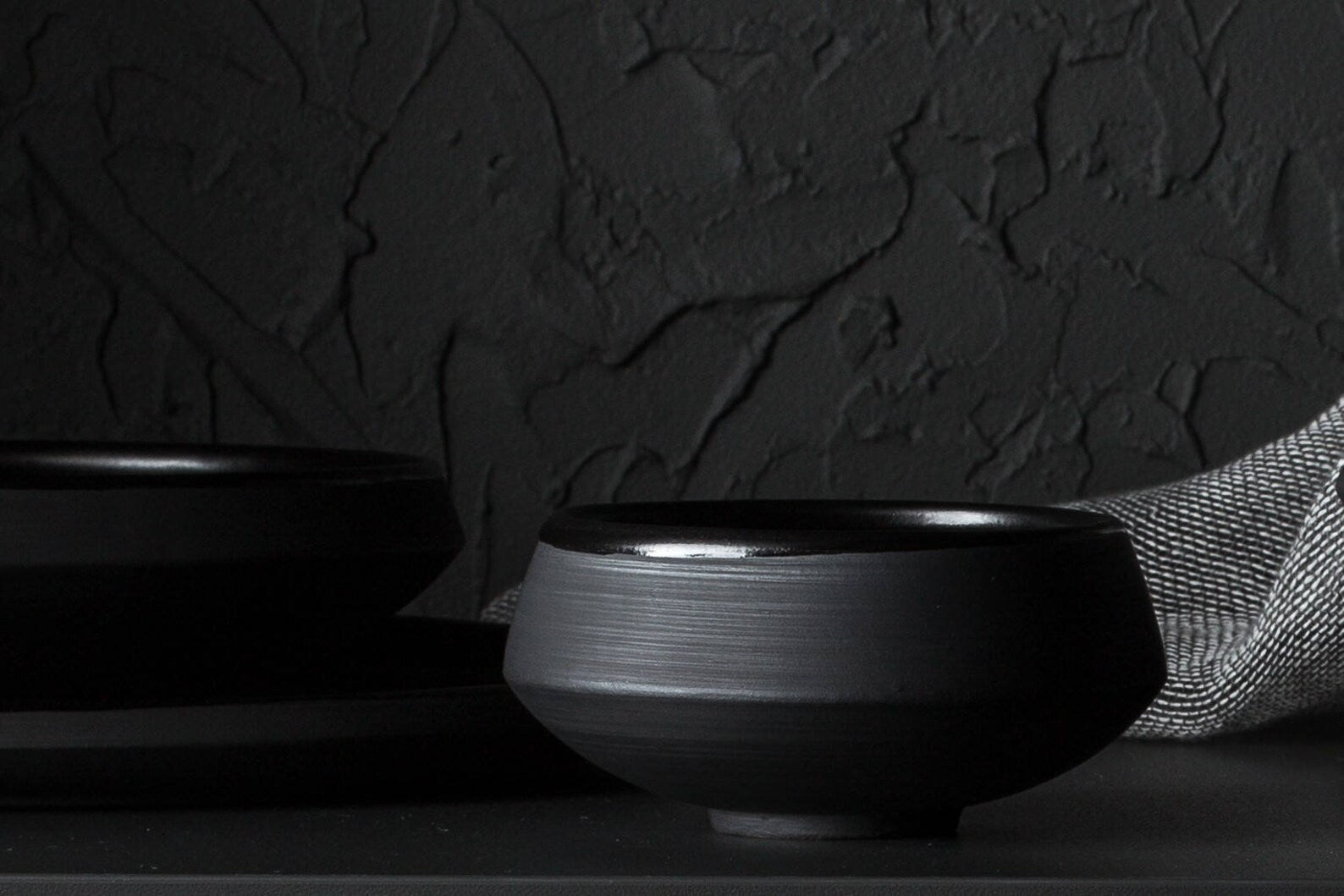 Handmade Small Matte Black Dinnerware Bowl for Rice & Snacks