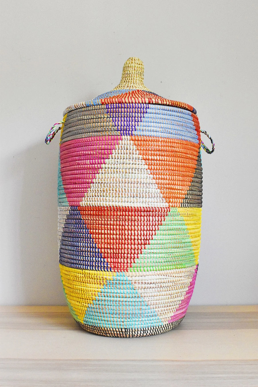 Handmade Tall Laundry Basket with Lid | Woven Storage Hamper