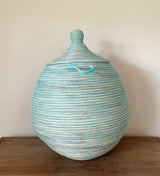 Handmade Extra-Large Round Woven Storage Basket with Lid – 30" H × 22" Diameter
