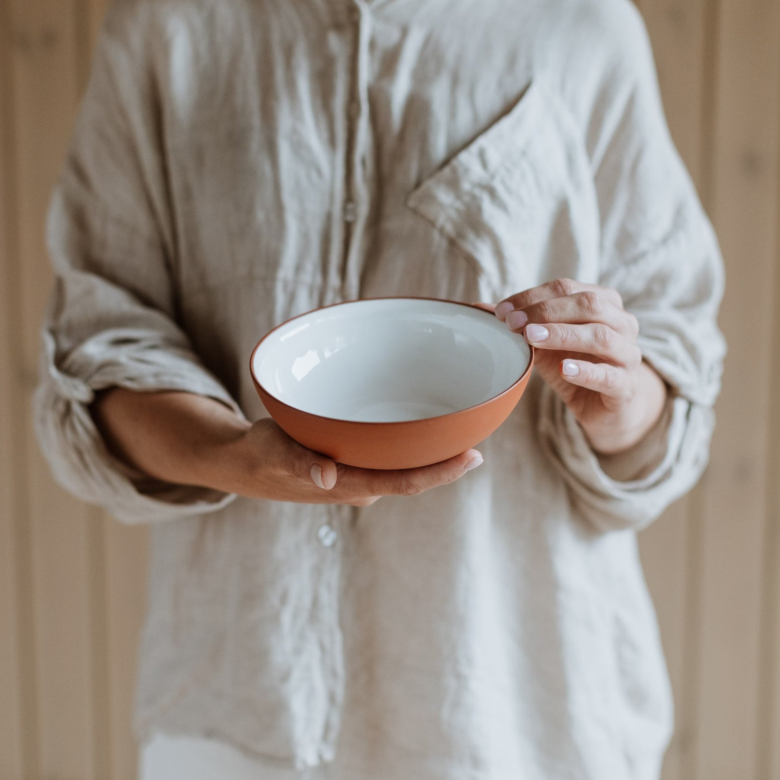Handmade Medium Terracotta Ceramic Bowl – Ideal for Cereal, Breakfast & Soup