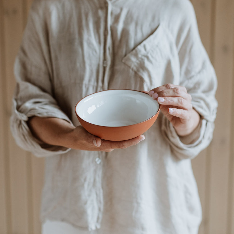 Handmade Medium Terracotta Ceramic Bowl – Ideal for Cereal, Breakfast & Soup