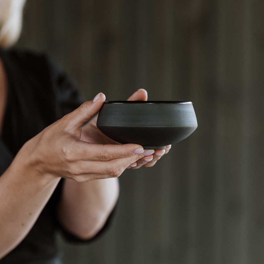 Handmade Small Matte Black Dinnerware Bowl for Rice & Snacks