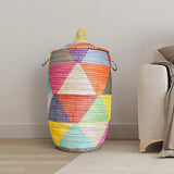 Handmade Tall Laundry Basket with Lid | Woven Storage Hamper