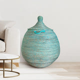 Handmade Extra-Large Round Woven Storage Basket with Lid – 30" H × 22" Diameter
