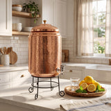 Handmade Hammered Copper Drinkware Set – Water Bottle with 6 Glasses