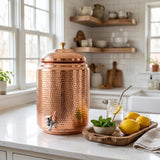 Handmade Hammered Copper Drinkware Set – Water Bottle with 6 Glasses