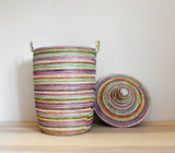 Handmade Laundry Hamper with Lid – Woven Storage Basket, 25" H × 14" Diameter