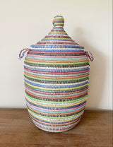 Handmade Laundry Hamper with Lid – Woven Storage Basket, 25" H × 14" Diameter