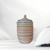 Handmade Laundry Hamper with Lid – Woven Storage Basket, 25" H × 14" Diameter