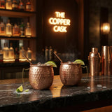 Handmade Hammered Copper Moscow Mule Mug Set of 2 with Gold Handles